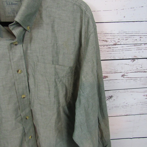 L.L. Bean men's green button down shirt - Picture 3 of 7